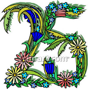 Number 25 Made Of Flowers   Royalty Free Clipart Picture