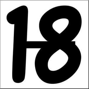 Numbers Illustration Black And White Illustration Eighteen Clip Art
