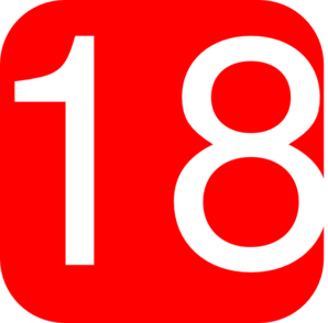Red Rounded Square With Number 18 Clip Art