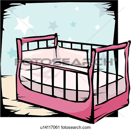 Room Furnishings Baby Bed Crib Baby View Large Clip Art Graphic