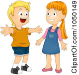 Royalty Free Rf Clip Art Illustration Of A Boy Greeting A Girl With A