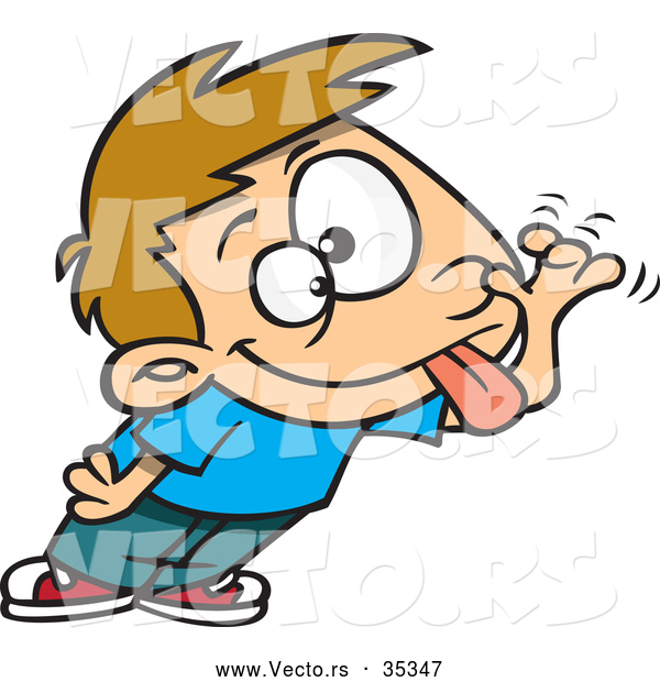 Vector Of A Teasing Cartoon Boy Sticking His Tongue Out And Making A    