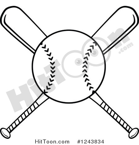 Baseball Black And White Clipart Crossed Black And White