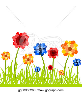 Clipart   Flowers On Meadow  Stock Illustration Gg58360269