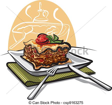 Clipart Vector Of Fresh Baked Lasagna Csp9163275   Search Clip Art