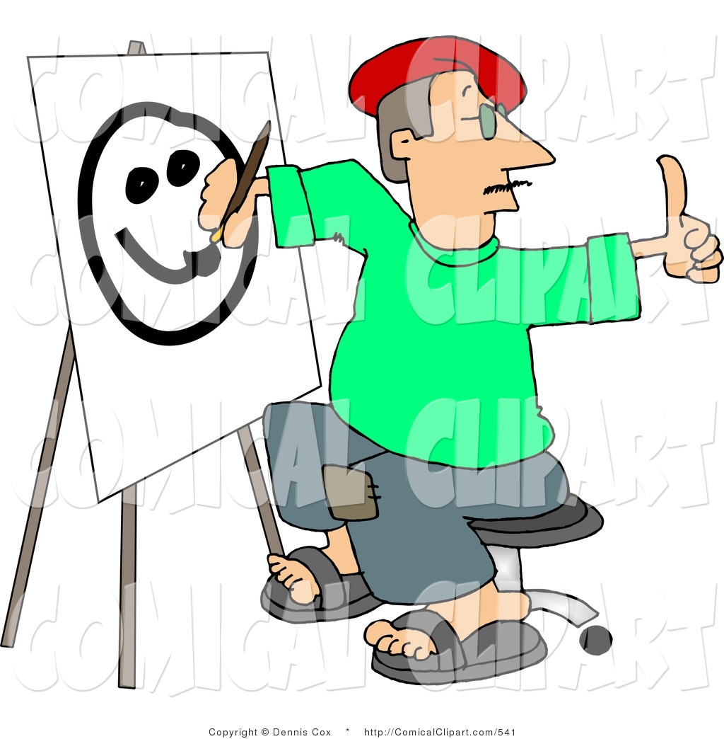 Comical Clip Art Of A Male Caricature Artist Telling Someone Not To