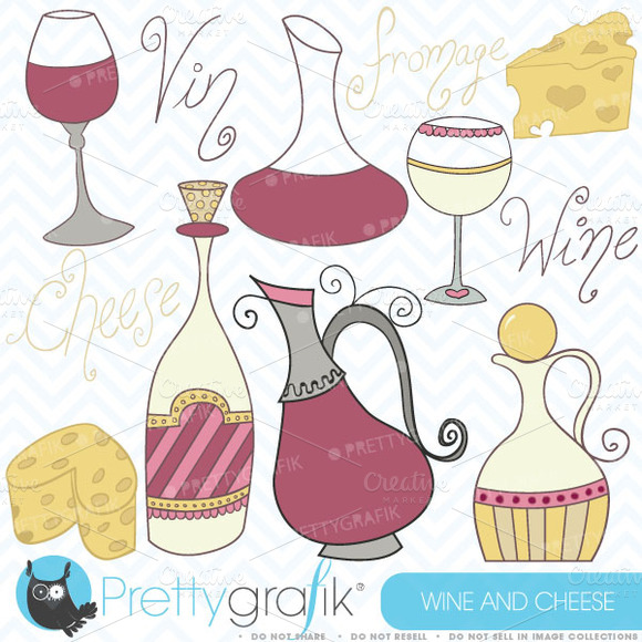 Creativemarket Wine And Cheese Clipart Commercial 19197