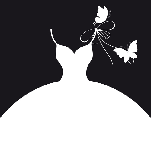 Eps File Beautiful Wedding Dress Silhouette Design Vector 02 Download