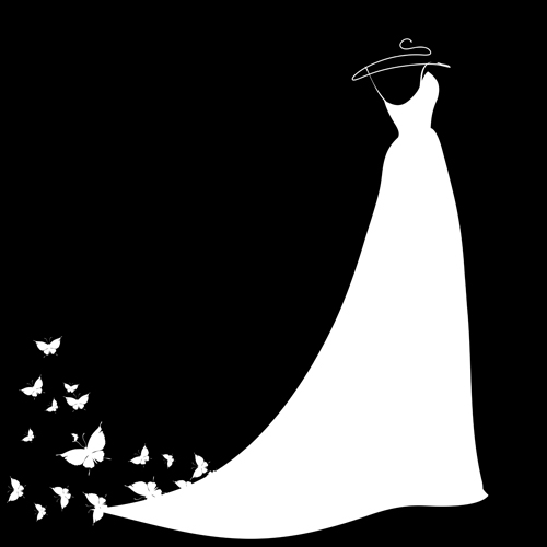     Eps File Beautiful Wedding Dress Silhouette Design Vector 04 Download