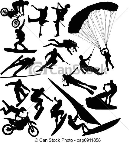 Extreme Sports Silhouettes   Vector