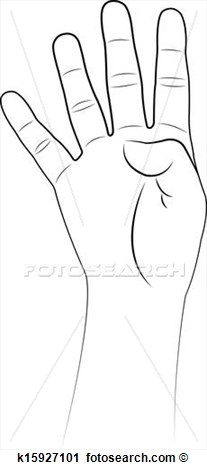Four Fingers Up Hand Vector View Large Clip Art Graphic