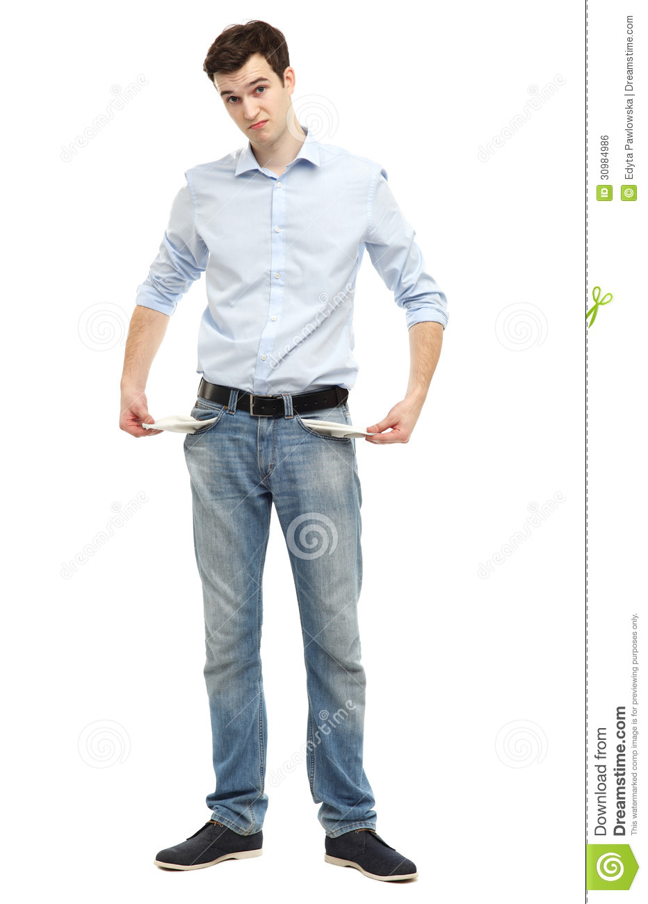 Man Showing Empty Pockets Royalty Free Stock Image   Image  30984986