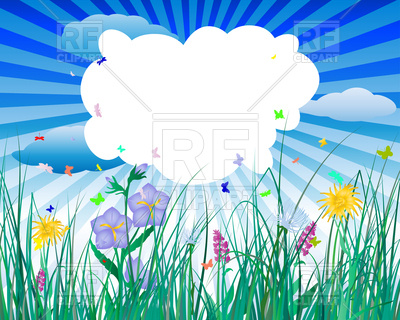 Meadow With Grass And Flowers 84348 Download Royalty Free Vector
