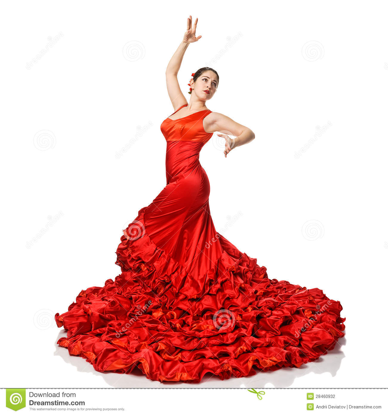 Portrait Of Beautiful Young Woman Dancing Flamenco Stock Photography    