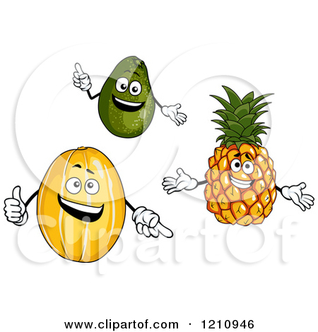 Royalty Free Clipart Illustration Of Happy Melon Avocado And Pineapple