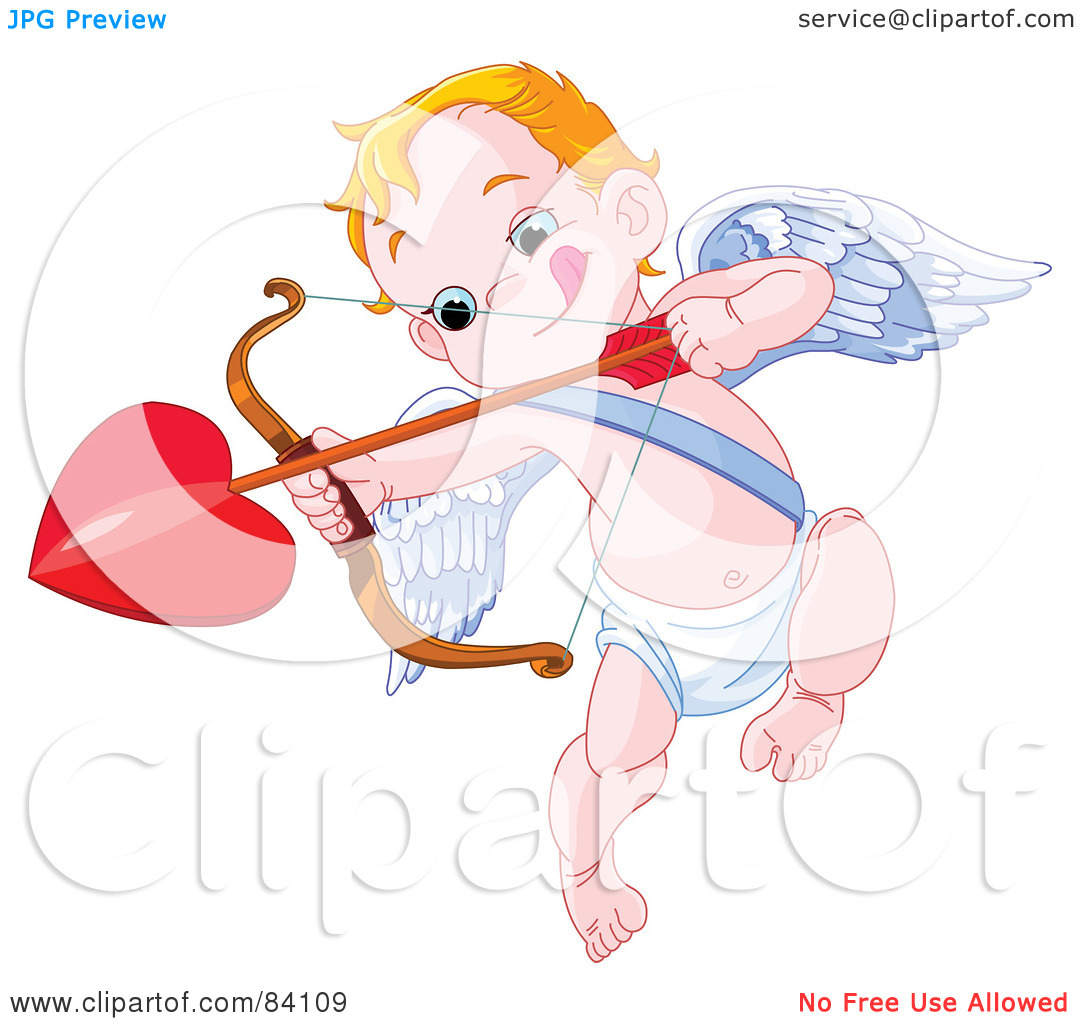 Royalty Free  Rf  Clipart Illustration Of A Little Cupid Biting His