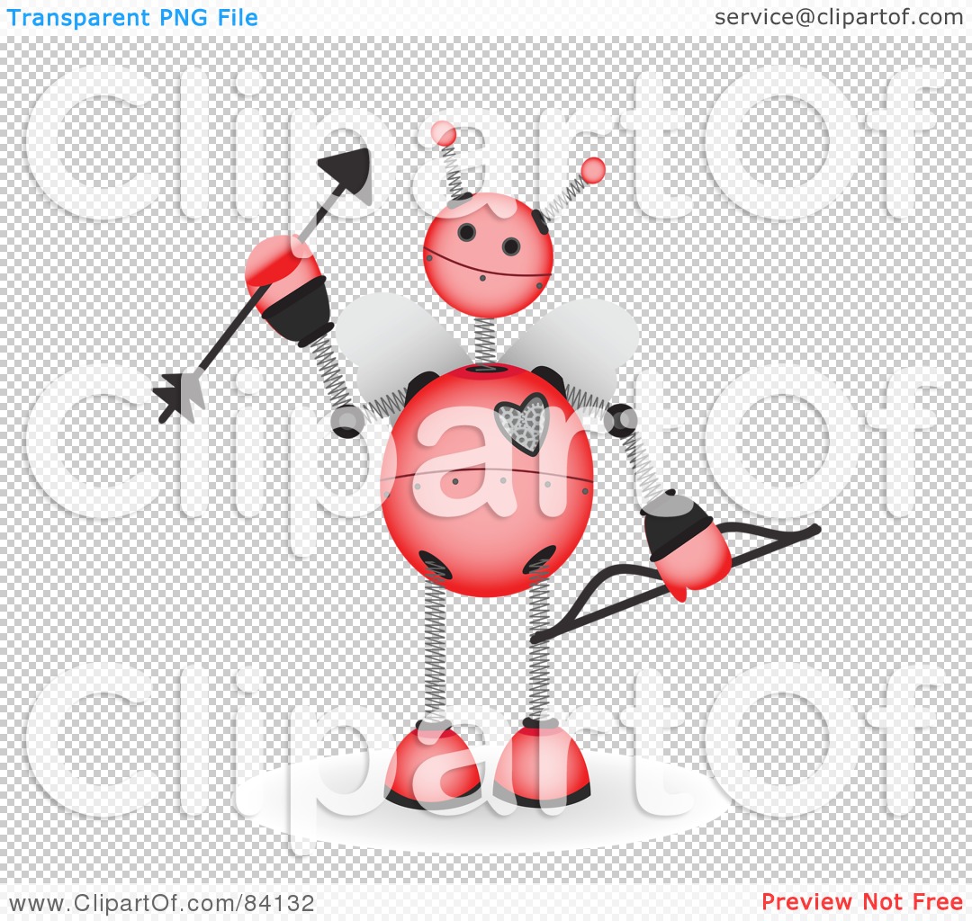 Royalty Free  Rf  Clipart Illustration Of A Pink Springy Robot Cupid