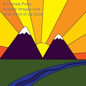 Sunrise In The Mountains Royalty Free Clip Art Picture
