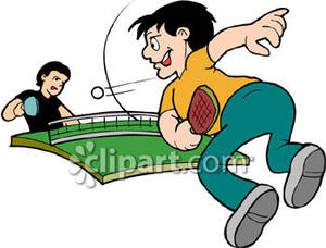 Teens Playing Table Tennis   Royalty Free Clipart Picture