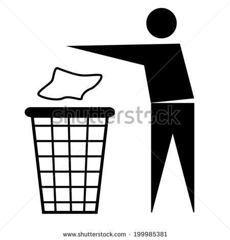 Trash Bin Or Trash Can With Human Figure Symbol In Vector   Stock    