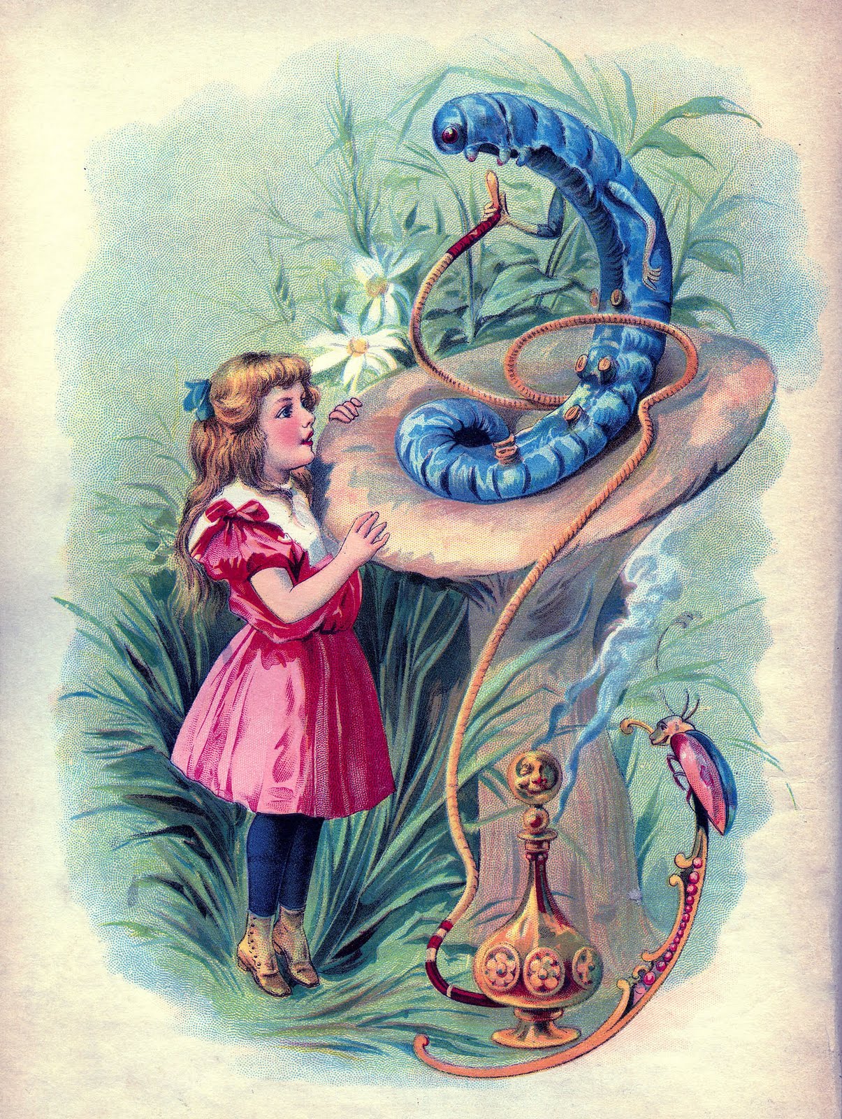 Vintage Graphic   Alice In Wonderland With Caterpillar   The Graphics    