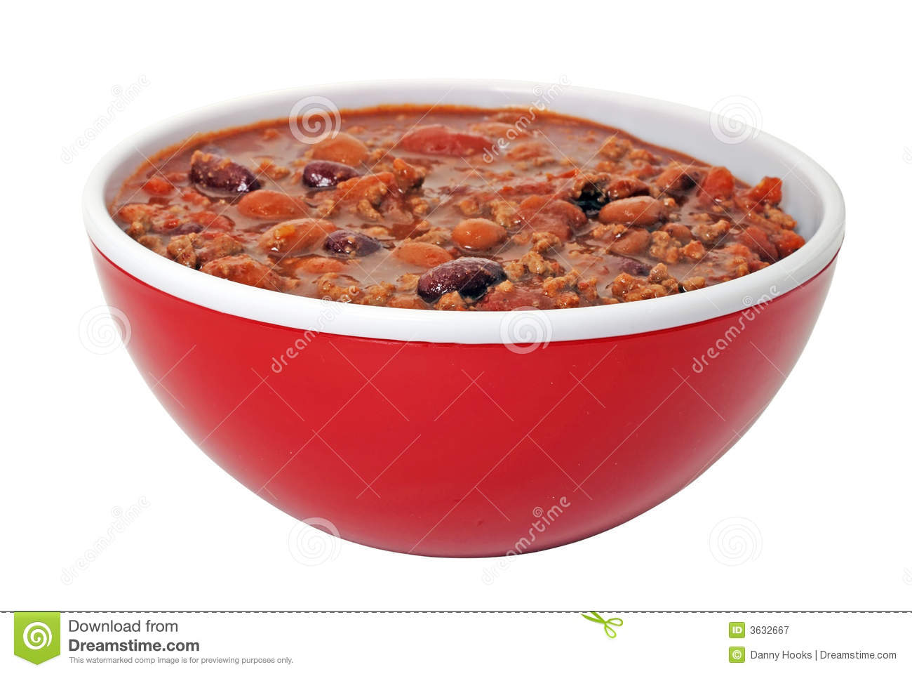 Bowl Of Hot Chili With Beans  Isolated On White Background With    