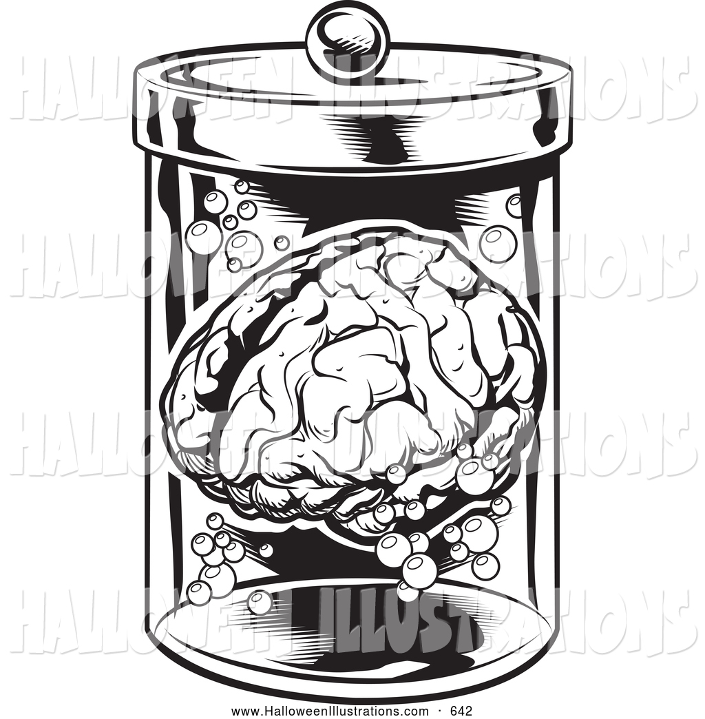 Brain And Bubbles Floating In A Specimen Jar In A Research Laboratory