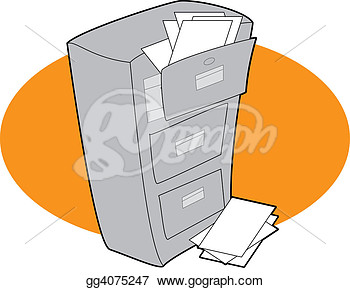 Cabinet With Open Drawers And Overflowing Papers   Clip Art Gg4075247