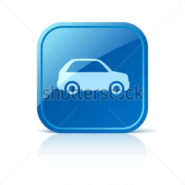Car Icon On Blue Glossy Square Vector Web Button Stock Vector