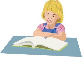 Clip Art Of A Girl Reading A Book Lying On A Table