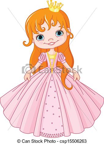 Clip Art Vector Of Little Princess   Illustration Of Cute Little