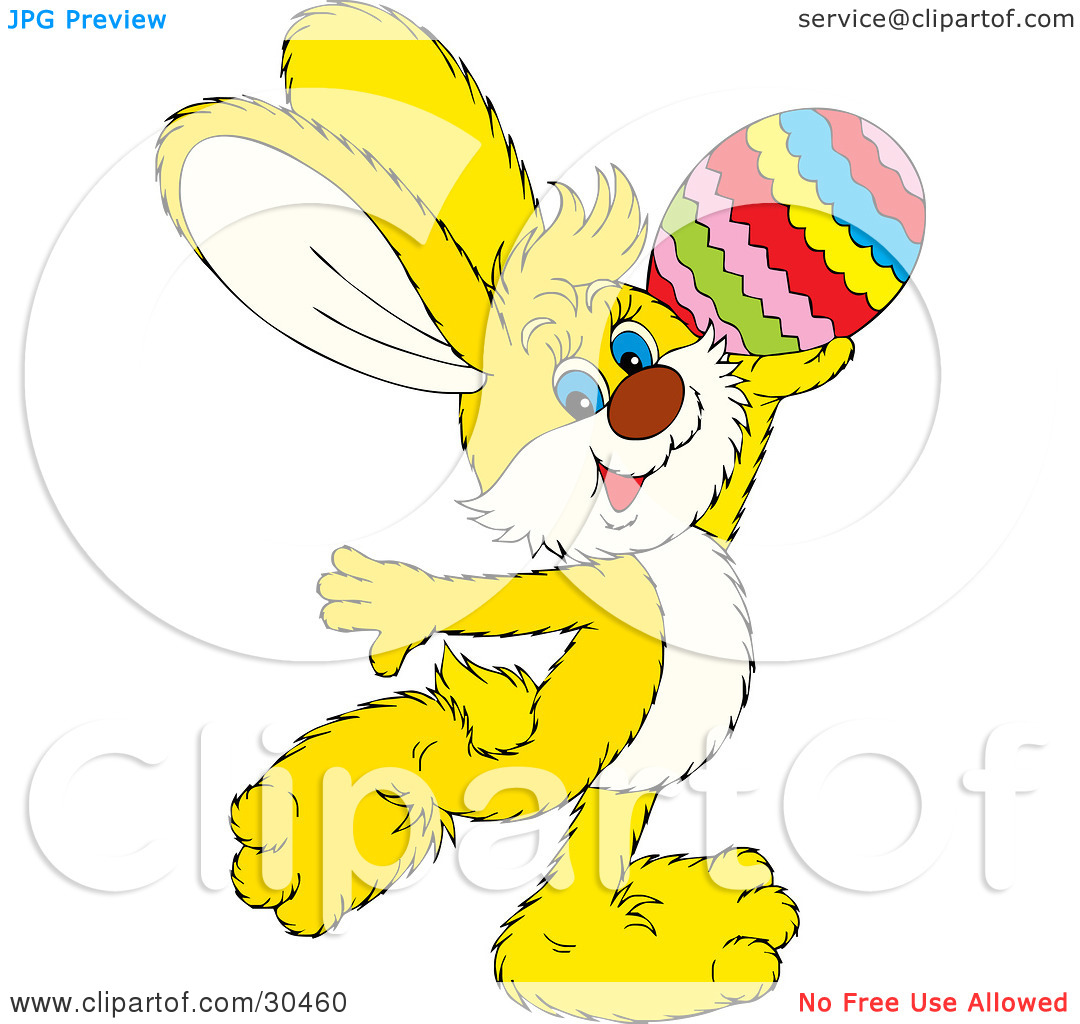 Clipart Illustration Of A Cute Yellow Easter Bunny Prancing And
