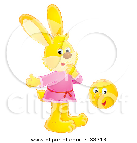 Clipart Illustration Of A Yellow Bunny Rabbit In A Pink Shirt