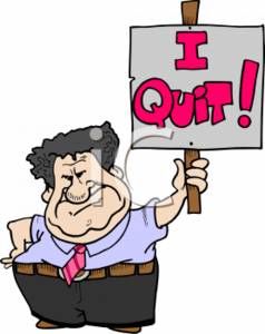 Clipart Of A Businessman Holding Up A I Quit  Sign