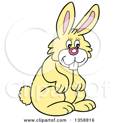 Clipart Of A Cartoon Happy Yellow Bunny Rabbit   Royalty Free Vector