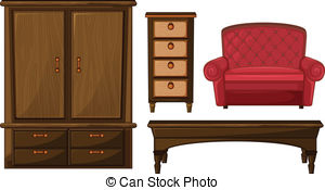 Closet Drawer Table And Couch   Illustration Of A