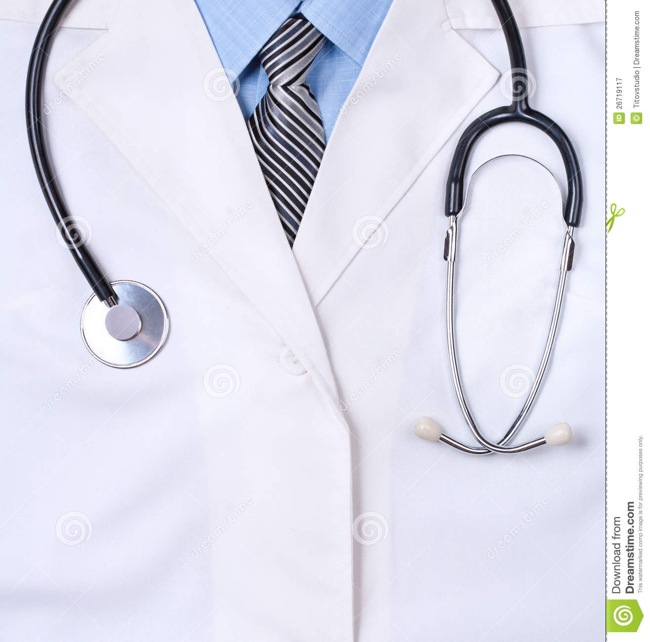 Doctors Lab White Coat With Stethoscope  Close Up Royalty Free Stock    