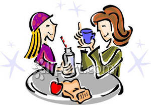 Girl And Her Mom Having Lunch   Royalty Free Clipart Picture