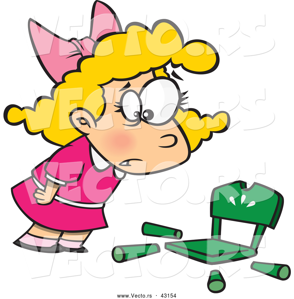 Goldilocks Girl Shockingly Looking At Her Broken Chair By Ron Leishman
