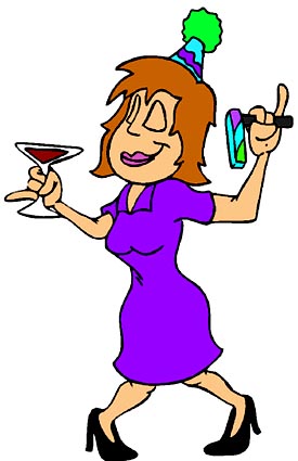 Hilarious Drawing Of Drunk Woman With Drinks At A Party