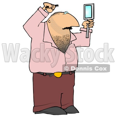 His Hair And Using A Hand Mirror Clipart Illustration   Djart  11467