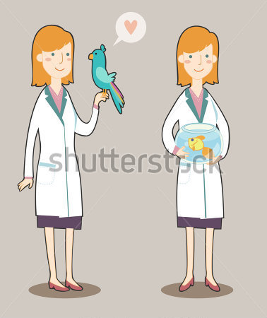 Medical   Two Cute Cartoon Veterinarian With Exotic Animals