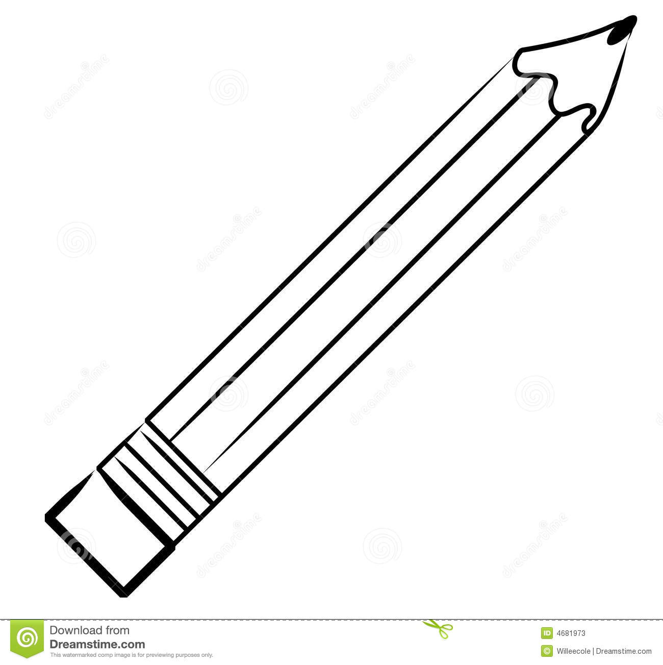 Outline Of Stationary Pencil On White Background   Vector 
