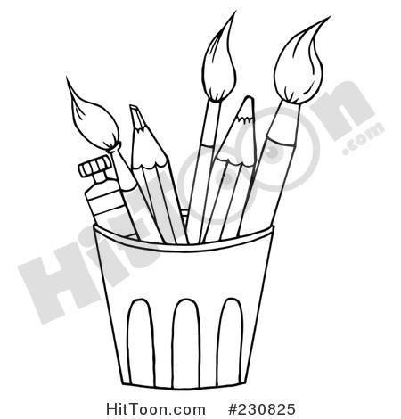 Pencil Clipart  230825  Coloring Page Outline Of A Cup Of Pencils And    