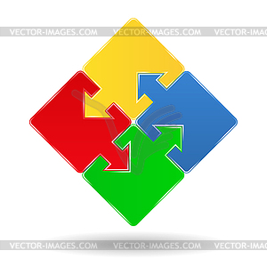 Puzzle Pieces With Arrows   Color Vector Clipart