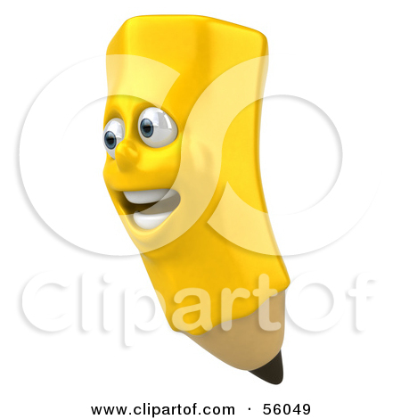 Royalty Free  Rf  Clipart Illustration Of A 3d Happy Yellow Pencil