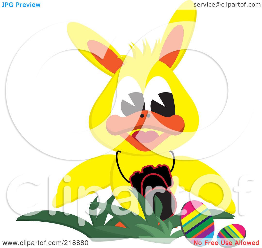 Royalty Free  Rf  Clipart Illustration Of A Yellow Duck Wearing Bunny