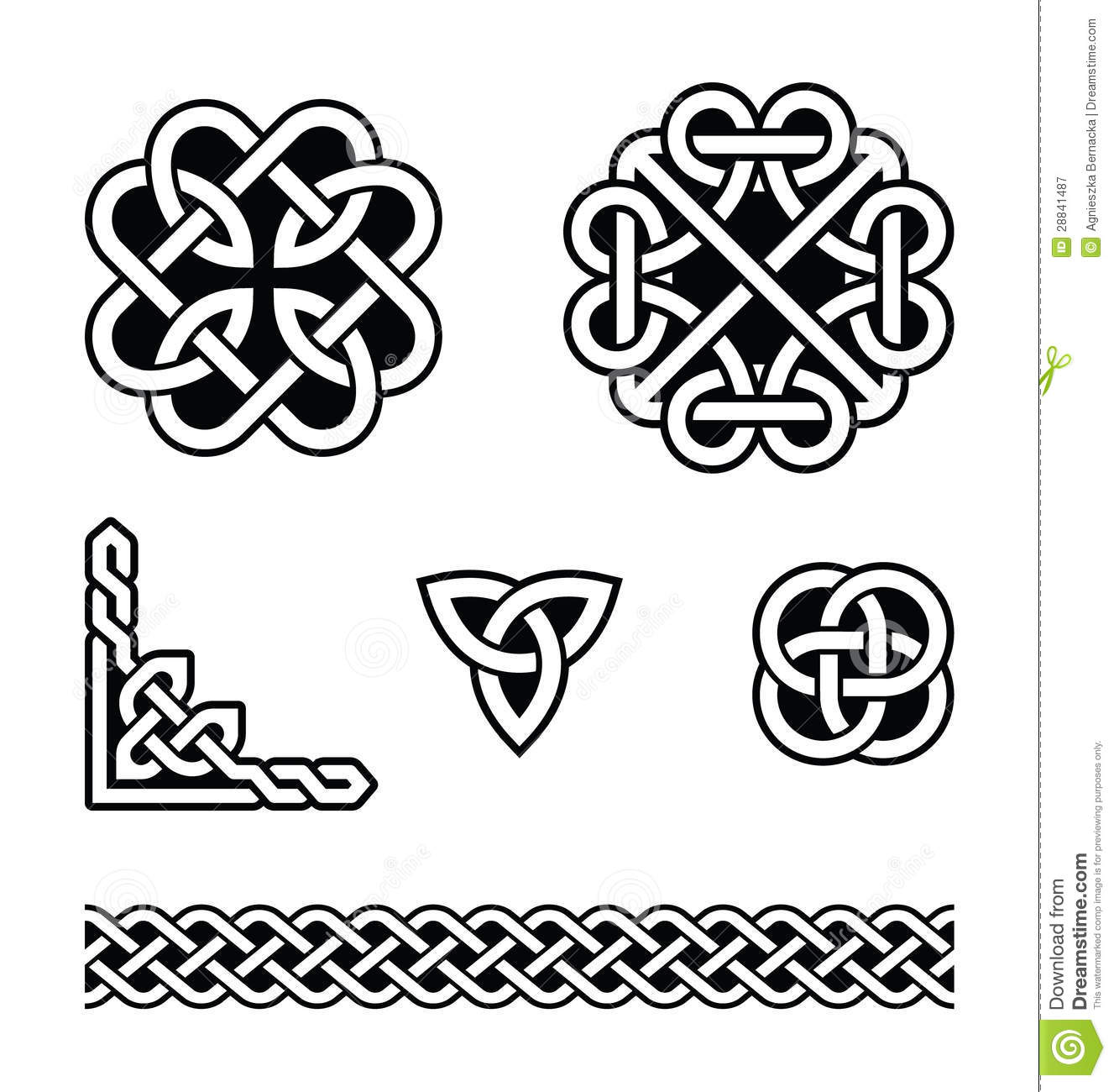 Set Od Traditional Celtic Symbols Knots Braids In Black And White