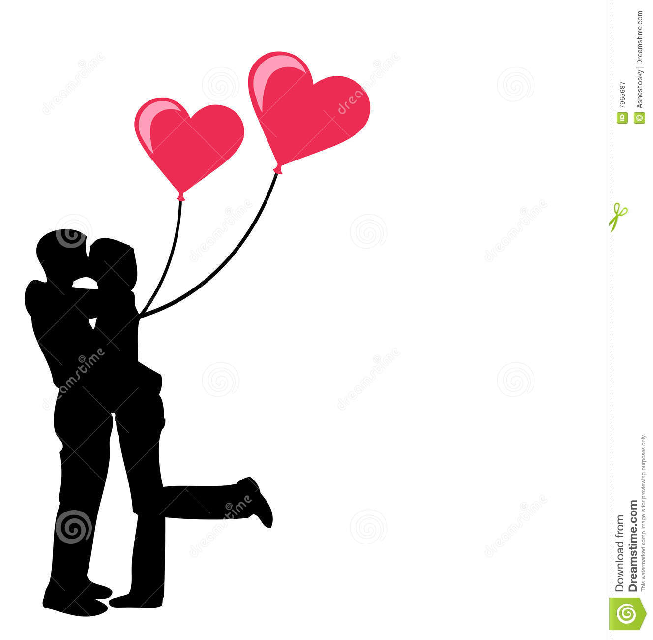 Vector Illustration Of Couple Kissing Each Other With Heart Shaped