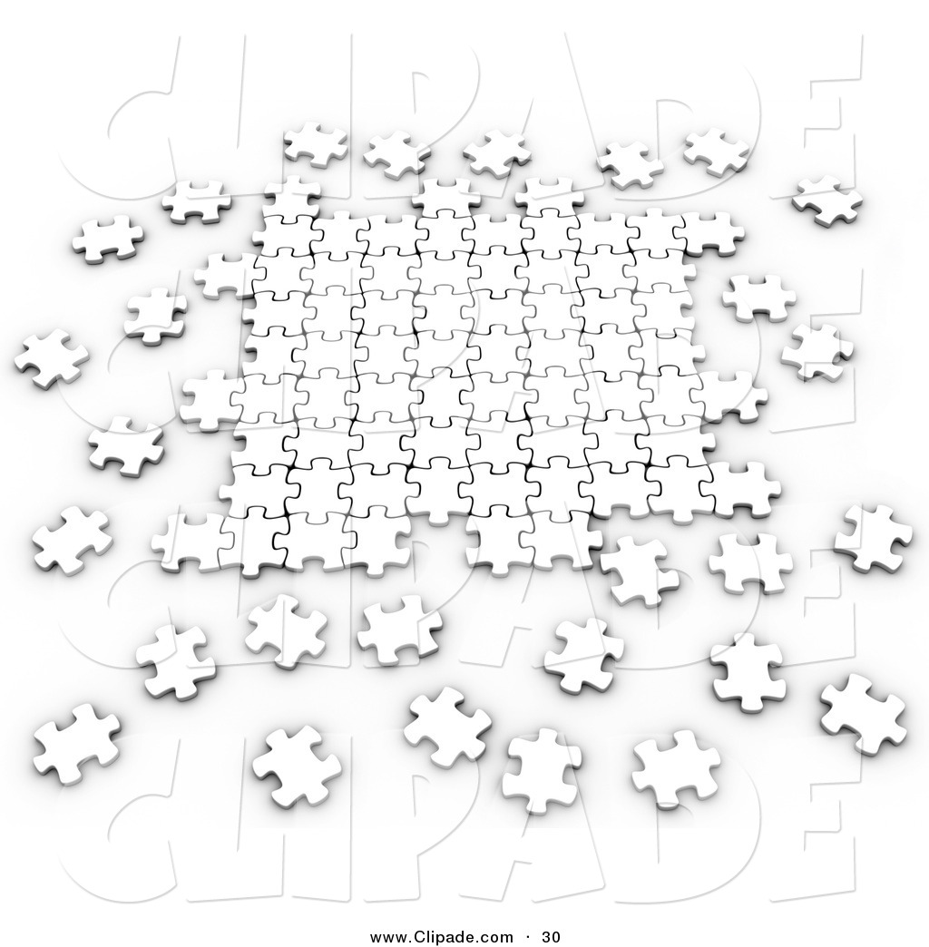 White Puzzle Pieces Interlocking Over A White Background By Tonis Pan